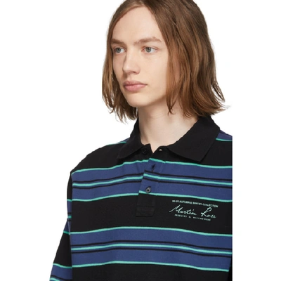 Shop Martine Rose Blue Jacquard Long Sleeve Polo In Blk Blu Str