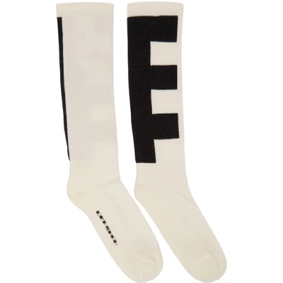 Shop Rick Owens Drkshdw White Geometric Logo Socks