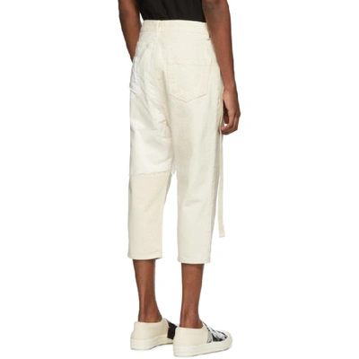 Shop Rick Owens Drkshdw Off-white Combo Collapse Cropped Jeans In Natwht2111
