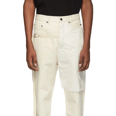 Shop Rick Owens Drkshdw Off-white Combo Collapse Cropped Jeans In Natwht2111