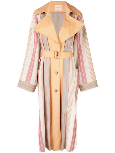 Shop Roksanda Striped Single-breasted Coat - White