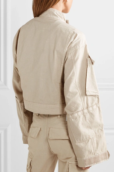 Shop Re/done Cropped Cotton-ripstop Jacket In Beige