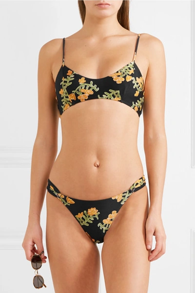 Shop Vix Amber Floral-print Bikini Top In Black