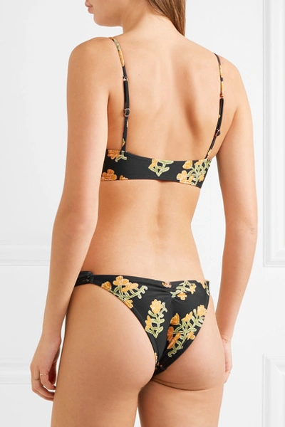 Shop Vix Amber Floral-print Bikini Top In Black