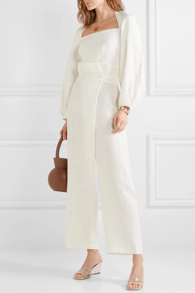 Shop Mara Hoffman + Net Sustain Nikko Wrap-effect High-rise Wide-leg Pants In White