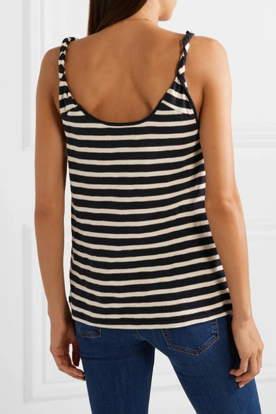 Shop Current Elliott The Twisted Striped Stretch-cotton Jersey Tank In Navy