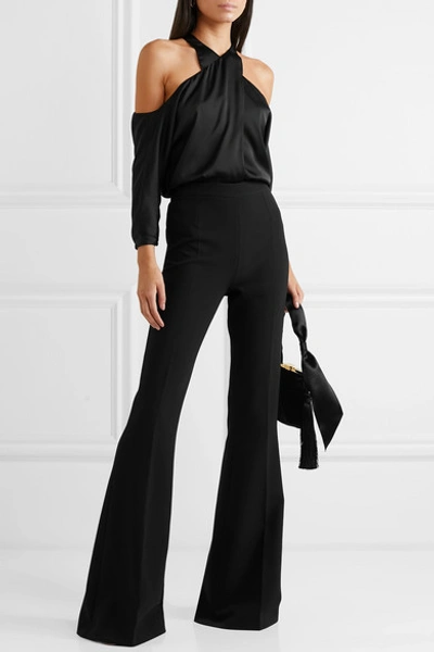 Shop Safiyaa Halluana Stretch-crepe Flared Pants In Black