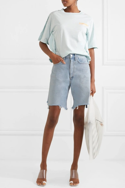 Shop Agolde '90s Distressed Denim Shorts In Light Denim