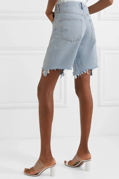 Shop Agolde '90s Distressed Denim Shorts In Light Denim