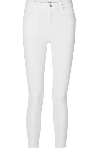 Shop J Brand Alana Cropped High-rise Skinny Jeans In White