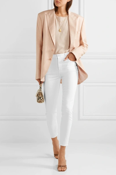 Shop J Brand Alana Cropped High-rise Skinny Jeans In White