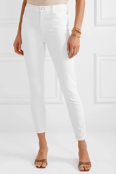 Shop J Brand Alana Cropped High-rise Skinny Jeans In White