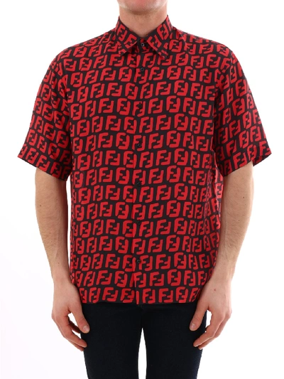 Shop Fendi Ff Monogram Shirt In Red