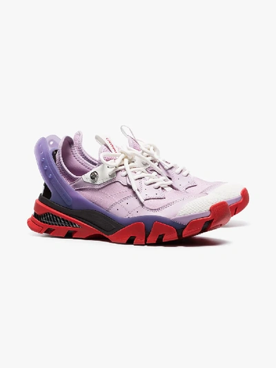 Shop Calvin Klein 205w39nyc Purple And Red Carla Low Top Leather Sneakers