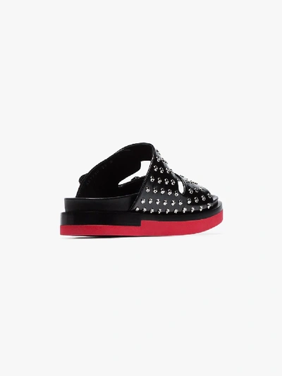 Shop Alexander Mcqueen Black Studded Double-strap Leather Sandals In 1091 Black/silver/red