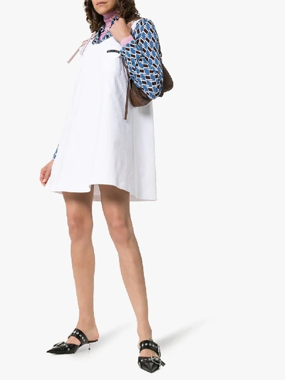 Shop Prada Jersey Mini Dress In Bianco+petalo
