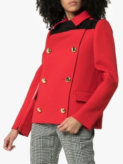 Shop Prada Double-breasted Military Jacket In Red
