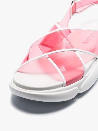Shop Prada Pink Cloudburst 40 Leather Flatform Sandals In Petalo