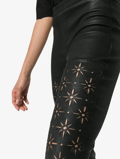 Shop Haider Ackermann Laser Cut Leather Leggings In Black
