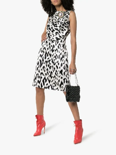 Shop Calvin Klein 205w39nyc Cheetah Print Midi Dress In 165 Black/white