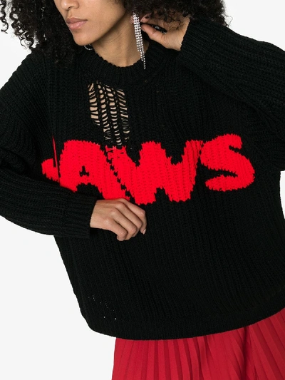 Shop Calvin Klein 205w39nyc Jaws Chunky Knit Jumper In 019 Black/red