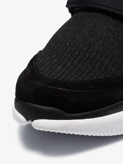 Shop Moncler Black Velcro Suede Trim Sock Sneakers
