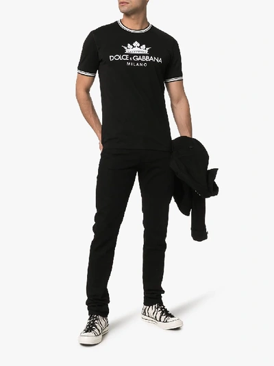 Shop Dolce & Gabbana Crown Logo Graphic T-shirt In Black