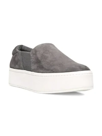 Shop Vince Warren Slip-on Platform Suede Trainers In Steel