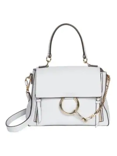 Shop Chloé Small Faye Leather Satchel In Light Cloud