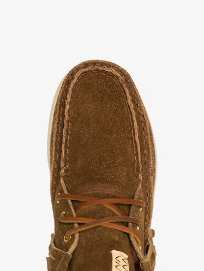 Shop Visvim Brown Voyageur Lace-up Fringe Trim Suede Boots