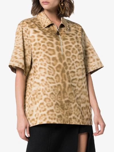 Shop Burberry Short-sleeve Animal Print Shirt In Neutrals