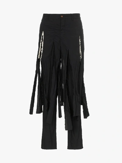 Shop Comme Des Garçons Homme Deux Comme Des Garçons Homme Plus Torn Strips Straight-leg Trousers In Black