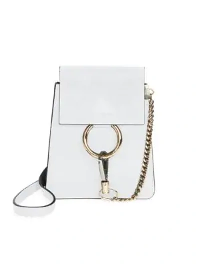 Shop Chloé Mini Faye Leather Bracelet Bag In Light Cloud