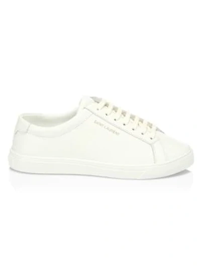 Shop Saint Laurent Andy Leather Sneakers In White