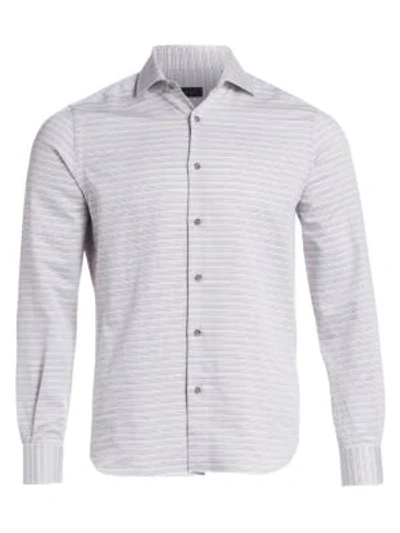Shop Saks Fifth Avenue Collection Thin Stripe Woven Shirt In Grey