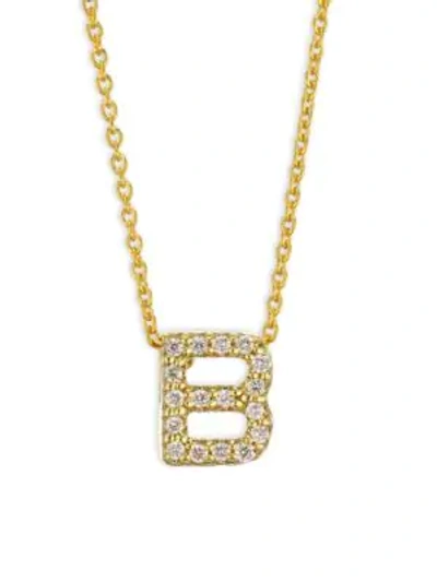 Shop Roberto Coin Tiny Treasures Diamond & 18k Yellow Gold Initial Necklace In Initial B