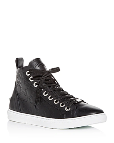 Shop Jimmy Choo Men's Colt Embossed Leather High-top Sneakers In Black