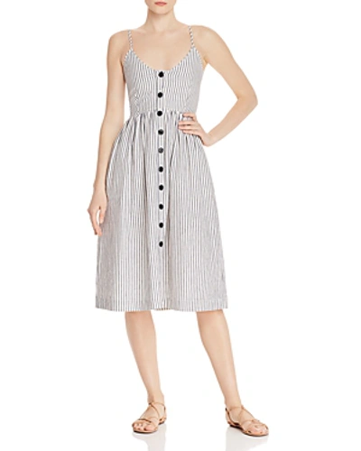 Shop Atm Anthony Thomas Melillo Striped Dress In Chalk/navy Stripe