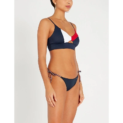 Tommy Hilfiger Colour-blocked Bikini Top In Navy Blazer | ModeSens