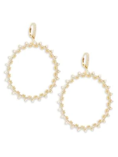 Shop Adriana Orsini Cardamom Goldtone Crystal Dangle Hoop Earrings