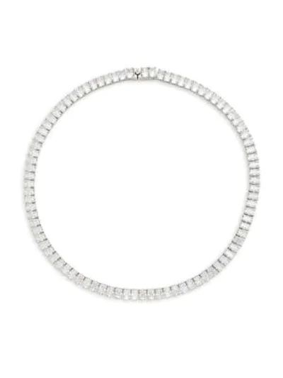 Shop Adriana Orsini White-rhodium Plated Sterling Silver & Crystal Emerald Cut Necklace