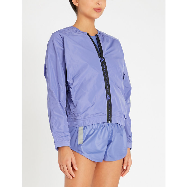 Adidas By Stella Mccartney Logo Trim Shell Jacket In Joy Purple Modesens
