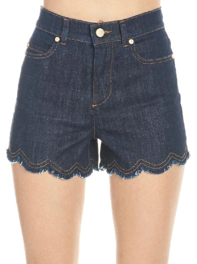 Shop Red Valentino Contrast Stitch Shorts In Blue