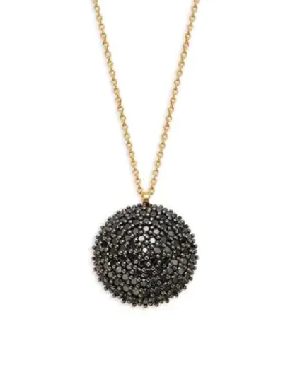 Shop Gurhan 18k & 22k Yellow & White Gold Black Diamond Round Pendant Necklace