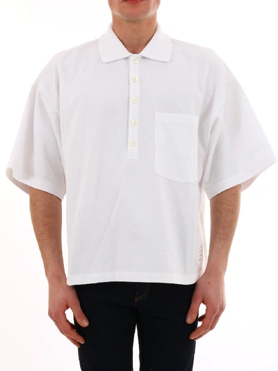 Shop Thom Browne Oversized Polo Shirt In White