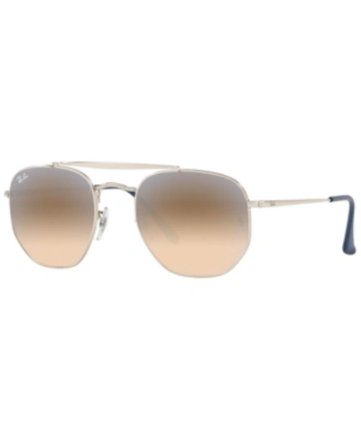 Shop Ray Ban Ray-ban Sunglasses, Rb3648 The Marshal In Silver/brown Grad Brown Mirror Silver