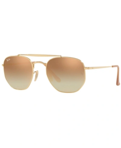 Shop Ray Ban Ray-ban Sunglasses, Rb3648 The Marshal In Gold/brown Grad Brown Mirror Pink