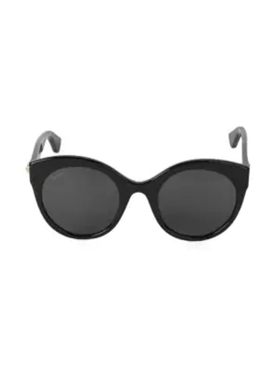 Shop Gucci Women's 52mm Round Sunglasses In Black