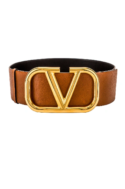 Shop Valentino V Logo Buckle Belt In Brown