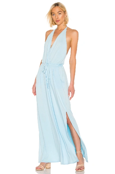 Shop Bobi Draped Modal Jersey Maxi Dress In Baby Blue. In Sky